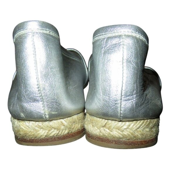 Giuseppe Zanotti Silver Metallic Italian Leather Studded Adorned  Espadrilles 7 - Picture 4 of 10